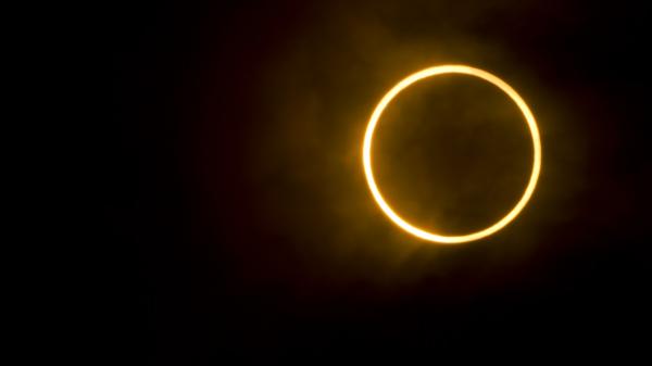 A ring of bright sunlight visible around that New Moon during an annular solar eclipse.