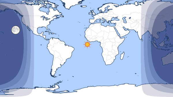 Part of a map showing day and night on Earth at 12:42 UTC on Sep 22, 2024—the September equinox.