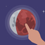 Vector illustration of a hand pointing out at an eclipsed moon.