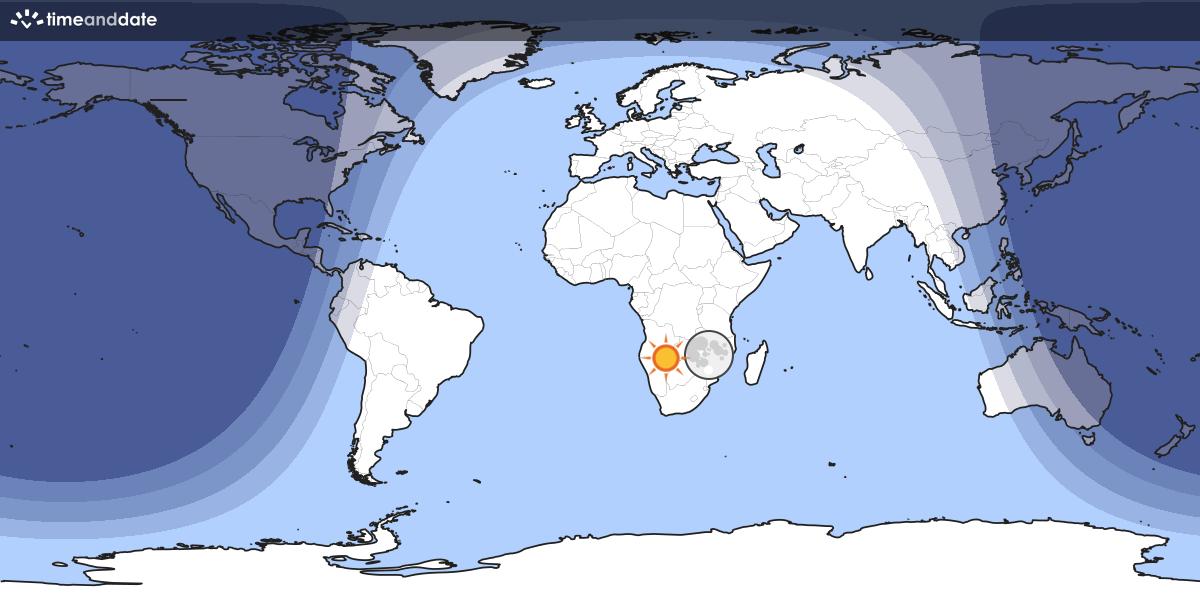 Map showing day and night parts of the world