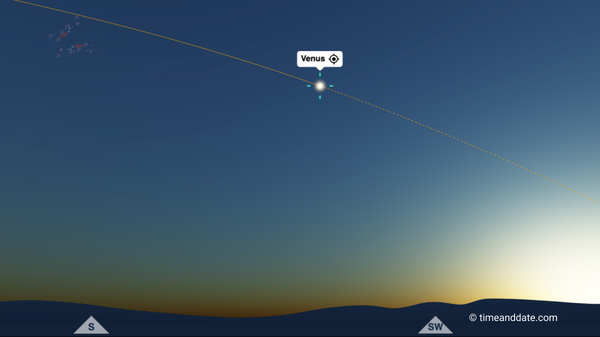 A view of Venus on our Night Sky Map for New York, USA, at 17:00 local time on January 9, 2025.